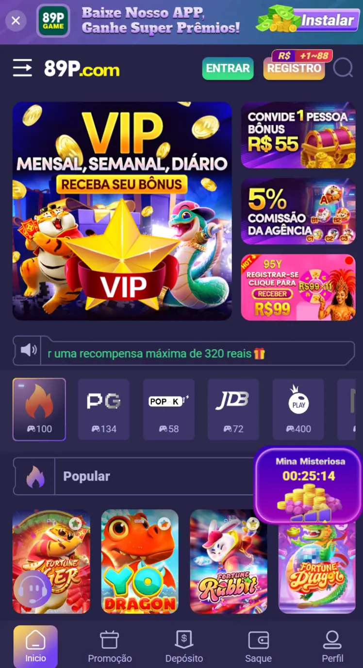 89p Não perca slots oficiais Aposte Rápido